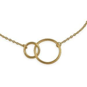 Bracelet Plaqué Or Cercles 10 Et 15mm Chaîne 1.2mm 16  à 18cm