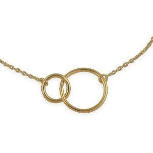 Bracelet Plaqué Or Cercles 10 Et 15mm Chaîne 1.2mm 16  à 18cm