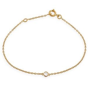 Bracelet Plaqué Or Zirconium 3mm Serti Clos Chaîne 1.2mm 16  à 18cm