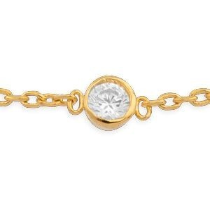Bracelet Plaqué Or Zirconium 3mm Serti Clos Chaîne 1.2mm 16  à 18cm