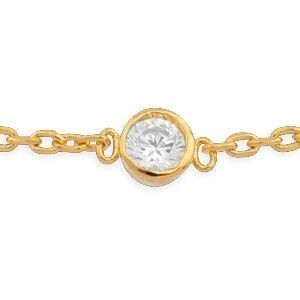 Bracelet Plaqué Or Zirconium 3mm Serti Clos Chaîne 1.2mm 16  à 18cm