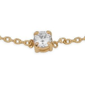 Bracelet Plaqué Or Zirconium 4mm 4 Griffes Chaîne 1.2mm 16  à 18cm