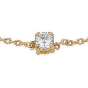 Bracelet Plaqué Or Zirconium 4mm 4 Griffes Chaîne 1.2mm 16  à 18cm