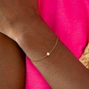 Bracelet Plaqué Or Zirconium 4mm 4 Griffes Chaîne 1.2mm 16  à 18cm