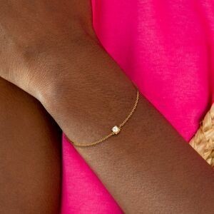 Bracelet Plaqué Or Zirconium 4mm 4 Griffes Chaîne 1.2mm 16  à 18cm