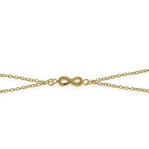 Chaîne Main Plaqué Or 1.2mm 19  à 21.5cm Infini 11.5mm Zirconium