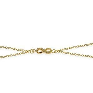 Chaîne Main Plaqué Or 1.2mm 19  à 21.5cm Infini 11.5mm Zirconium
