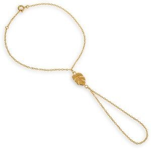 Chaîne Main Plaqué Or 1.2mm 19  à 21cm Feuille 13*9mm