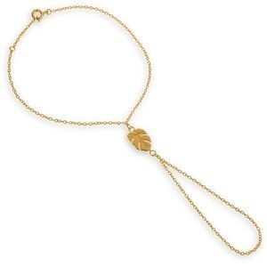 Chaîne Main Plaqué Or 1.2mm 19  à 21cm Feuille 13*9mm