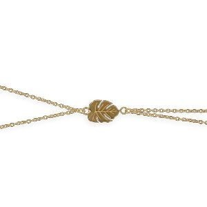 Chaîne Main Plaqué Or 1.2mm 19  à 21cm Feuille 13*9mm