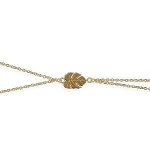 Chaîne Main Plaqué Or 1.2mm 19  à 21cm Feuille 13*9mm