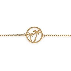 Bracelet Plaqué Or Chaîne 1.3mm Motif Palmiers 10mm 16  à 18cm