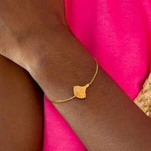 Bracelet Plaqué Or Chaîne 1.3mm Arbre du Voyageur 18*17mm Zirconium 16 A 18cm