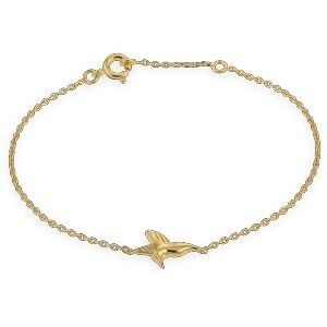 Bracelet Plaqué Or 1.3mm Colibri 9.5*12mm 16  à 18cm