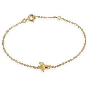 Bracelet Plaqué Or 1.3mm Colibri 9.5*12mm 16  à 18cm