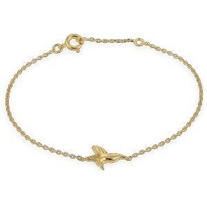 Bracelet Plaqué Or 1.3mm Colibri 9.5*12mm 16  à 18cm