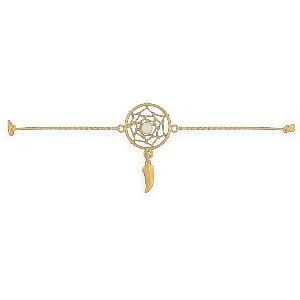 Bracelet Plaqué Or Attrape Rêve 18mm Chaîne 1.2mm 16 A 18cm