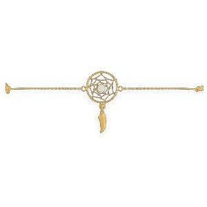 Bracelet Plaqué Or Attrape Rêve 18mm Chaîne 1.2mm 16 A 18cm