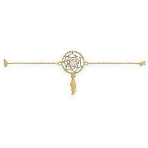 Bracelet Plaqué Or Attrape Rêve 18mm Chaîne 1.2mm 16 A 18cm