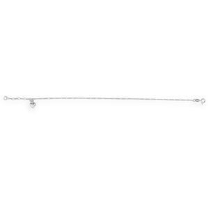 Chaîne Cheville Argent 925 1.9mm 25  à 27cm Coeur 7.2*1.2mm