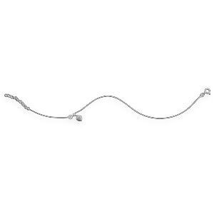 Chaîne Cheville Argent 925 1mm 25  à 27cm Coeur Zirconium