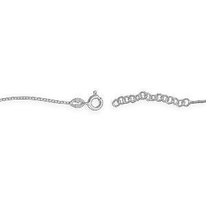 Chaîne Cheville Argent 925 1mm 25  à 27cm Coeur Zirconium