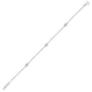 Chaîne Cheville Argent 925 2.2mm 23  à 26cm Trèfles