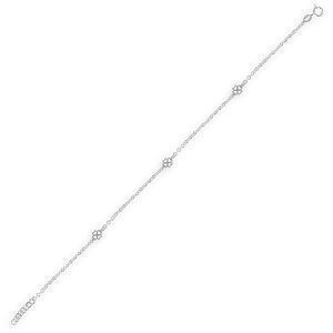 Chaîne Cheville Argent 925 2.2mm 23  à 26cm Trèfles