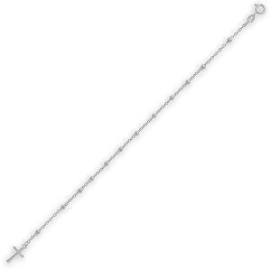 Bracelet Chapelet Argent 925 Boules 3mm Croix 8*17.5mm 19cm