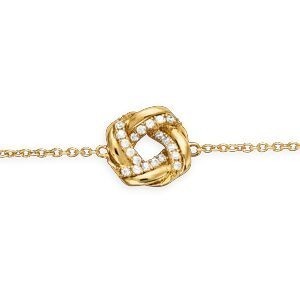 Bracelet Plaqué Or Motif Entrelacé 12mm Zirconium 16  à 18cm