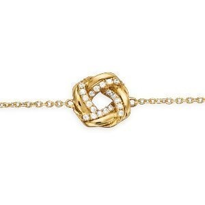 Bracelet Plaqué Or Motif Entrelacé 12mm Zirconium 16  à 18cm
