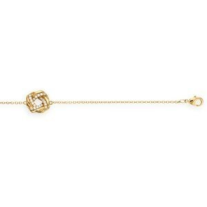 Bracelet Plaqué Or Motif Entrelacé 12mm Zirconium 16  à 18cm