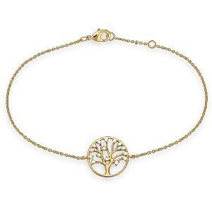 Bracelet Plaqué Or Arbre De Vie Zirconium 16mm 16  à 18cm