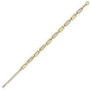 Bracelet Plaqué Or Chaîne Alternée Lisse Zirconium 5mm 16  à 19cm