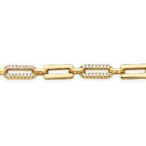 Bracelet Plaqué Or Chaîne Alternée Lisse Zirconium 5mm 16  à 19cm