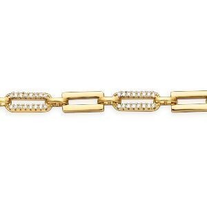 Bracelet Plaqué Or Chaîne Alternée Lisse Zirconium 5mm 16  à 19cm