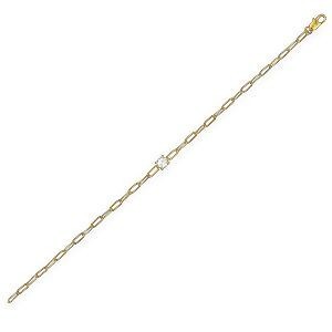 Bracelet Plaqué Or  Chaîne 3mm Zirconium 5mm 19cm