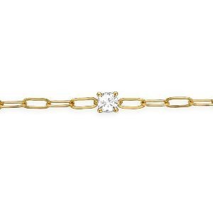Bracelet Plaqué Or  Chaîne 3mm Zirconium 5mm 19cm