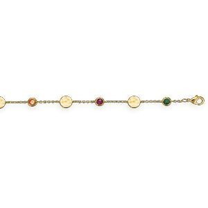 Bracelet Plaqué Or Pastilles Martelées 7mm Zirconium Teinté 5mm 15  à 18cm