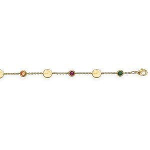 Bracelet Plaqué Or Pastilles Martelées 7mm Zirconium Teinté 5mm 15  à 18cm