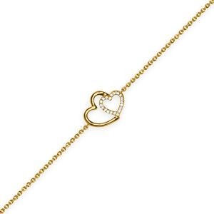 Bracelet Plaqué Or Cœurs Zirconium 12.5*17mm 16  à 18cm