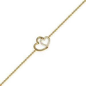 Bracelet Plaqué Or Cœurs Zirconium 12.5*17mm 16  à 18cm