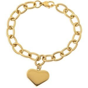 Bracelet Acier Jaune 20cm Maille 10mm Cœur 21mm