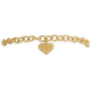 Bracelet Acier Jaune 20cm Maille 10mm Cœur 21mm