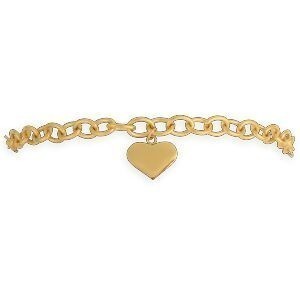 Bracelet Acier Jaune 20cm Maille 10mm Cœur 21mm