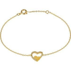 Bracelet Plaqué Or Cœurs Zirconium 10*11mm 16  à 18cm