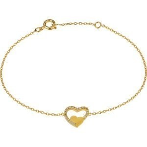 Bracelet Plaqué Or Cœurs Zirconium 10*11mm 16  à 18cm