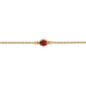 Bracelet Or 375 Coccinelle Email Rouge Noir Vert 5.5mm 12  à 14mm