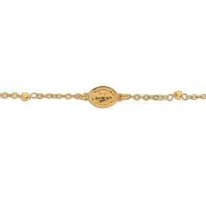 Bracelet Chapelet Or 375 Boules Médaille Miraculeuse 6.5*8mm 15  à 17cm