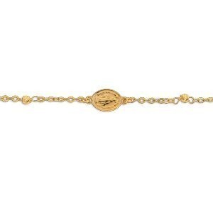 Bracelet Chapelet Or 375 Boules Médaille Miraculeuse 6.5*8mm 15  à 17cm